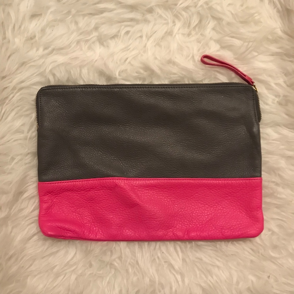 Leather Colorblock Clutch